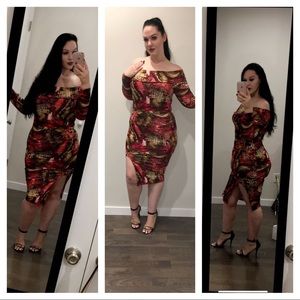 Off the shoulder midi